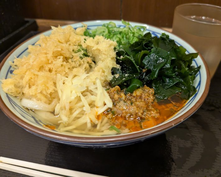 無料トッピングのみとは思えない430円のかけうどん（並・冷）