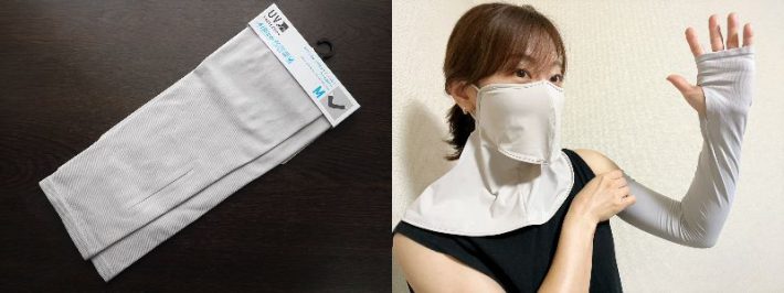 「UVカットフェイスカバー」（ユニクロ）　着用