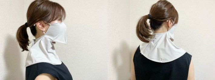 「UVカットフェイスカバー」（ユニクロ）　着用