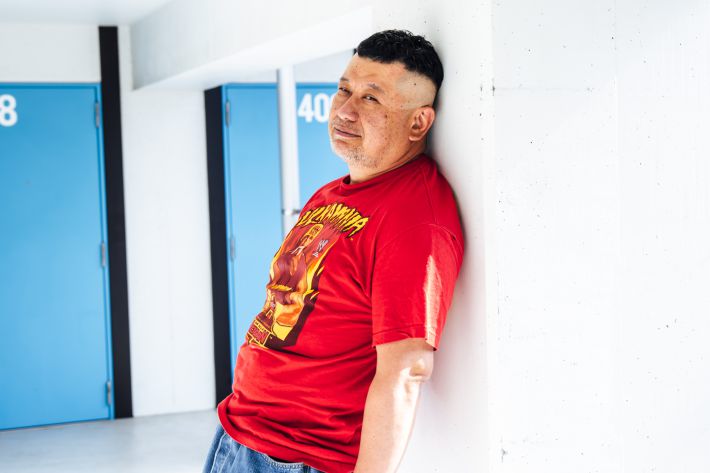 ビジホ廊下でのケンドーコバヤシさん