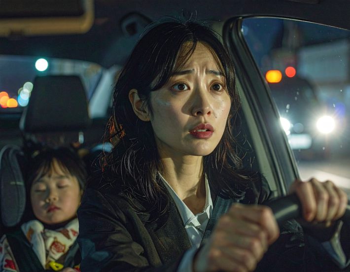 あおり運転に怯える女性