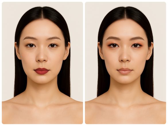 左リップ、右目元