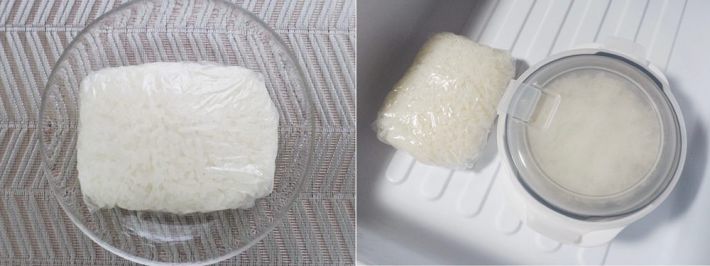 ラップで巻いたご飯との比較