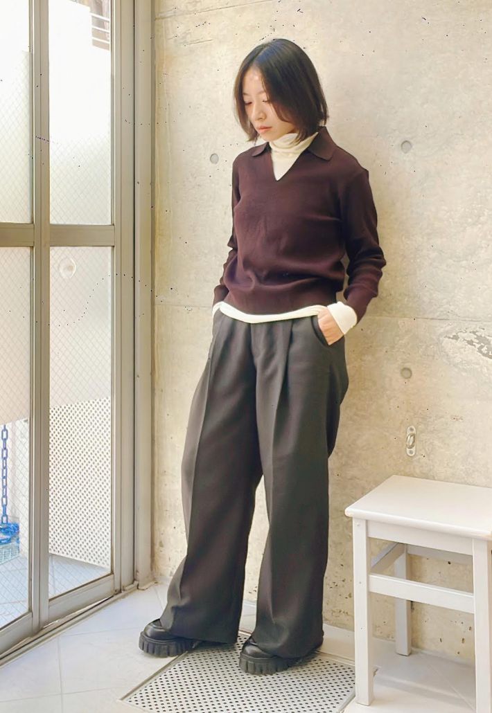 UNIQLO　ウォッシャブルニットリブポロセーター