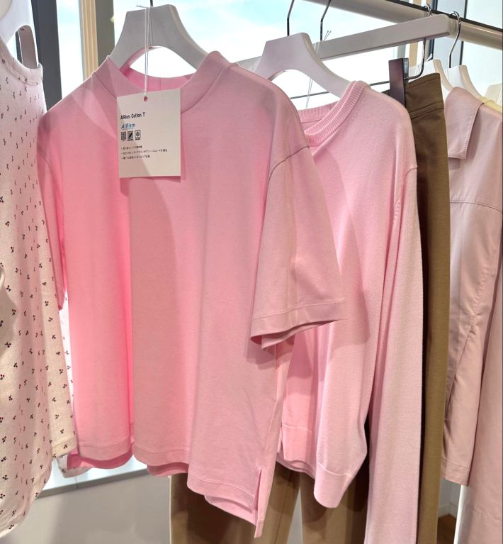 エアリズムコットンT　ピンク