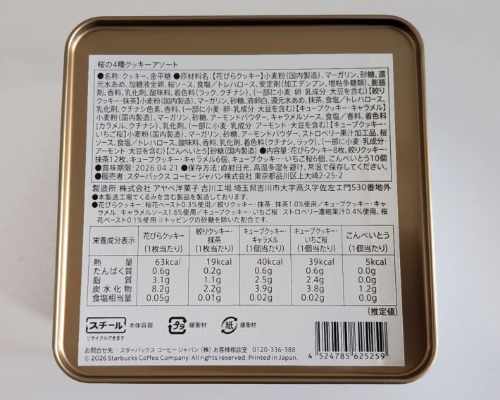 クッキー缶の裏側