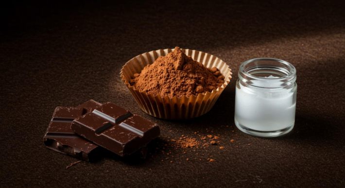 ココアパウダー、ココナッツオイル、チョコレート