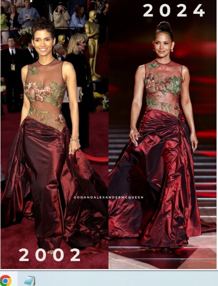 同じ衣装を着た2002年と2024年のハル・ベリーの比較写真