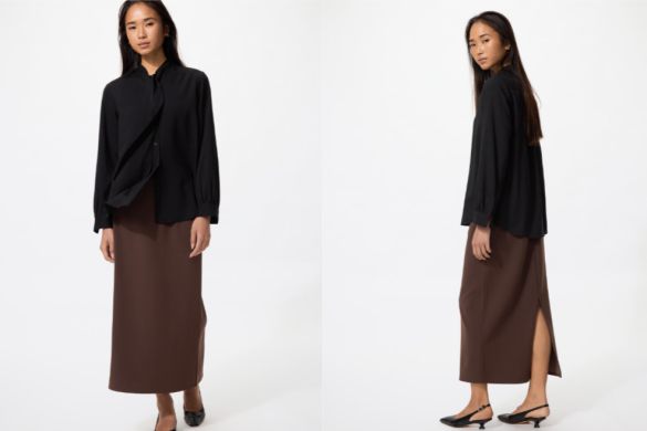 ユニクロ「クレープジャージーナロースカート」