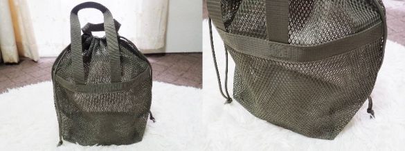 立体メッシュ持ち手付き巾着