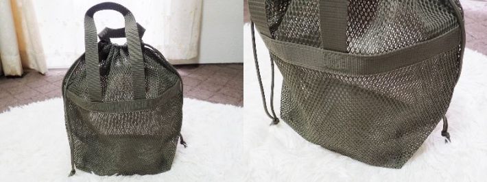 立体メッシュ持ち手付き巾着