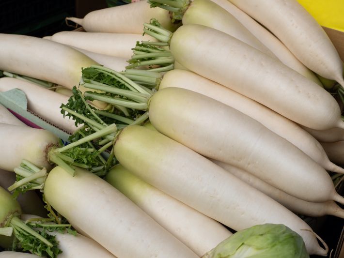 店頭に並んだ大根