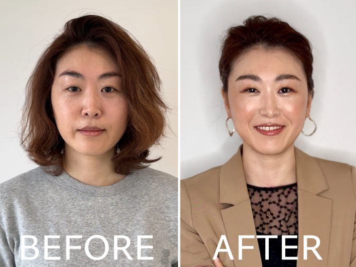 左：眠そうな目がお悩み、右：太く入れてないのに目がぱっちり