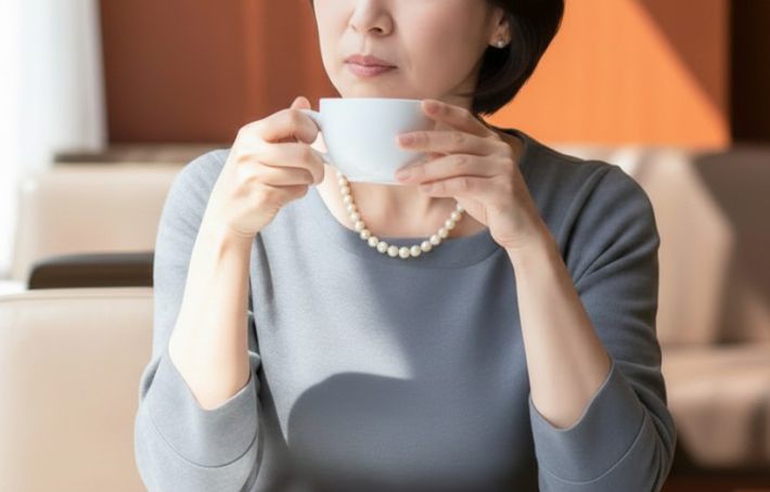 コーヒーを飲む女性