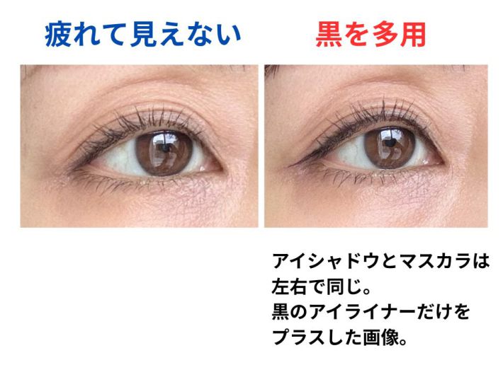 疲れて見えるデカ目メイクと見えないメイクの違い
