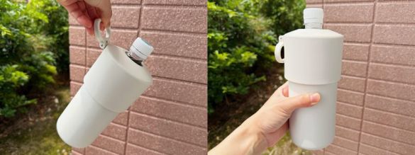 冷やしたまま持ち運べる ペットボトル用保冷ホルダー（たためる持ち手付き）