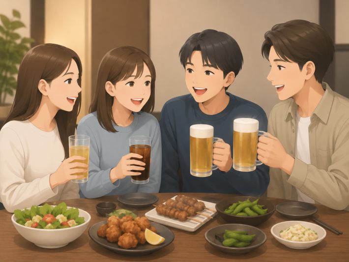 AI生成の飲み会イラスト