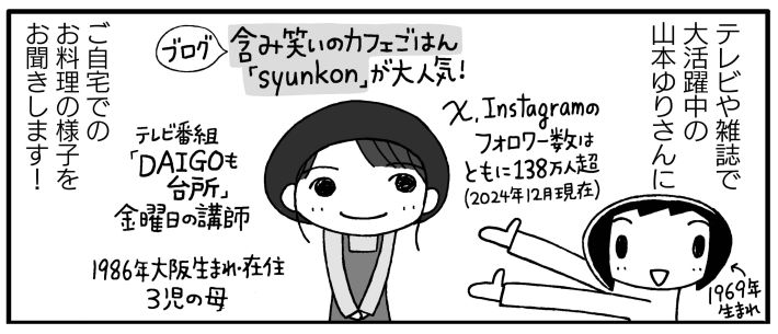 山本ゆりさん（イラスト右下は池田暁子さん）